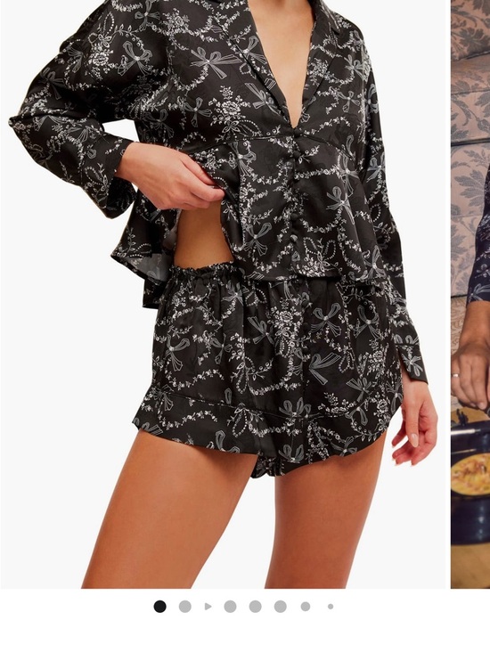 Free People Other - Free People Black Satin Floral-Print Pajama Short Set